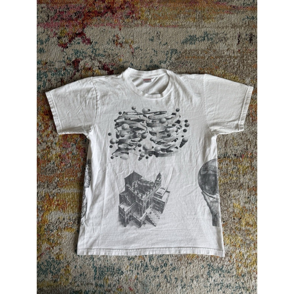 Supreme x MC Escher Collage Graphic Tee White Size M Vintage Streetwear